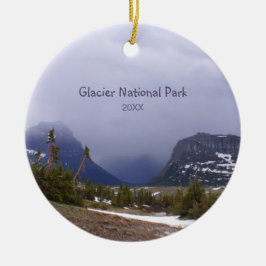 Ornamento De Cerâmica Glacier National Park Nuvens Azuis e Árvores Alpin