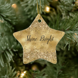 Ornamento De Cerâmica Glam Dourado Glitter Confetti