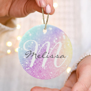 Ornamento De Cerâmica Glam Iridescente, Colorida Personalizada com Lâmp
