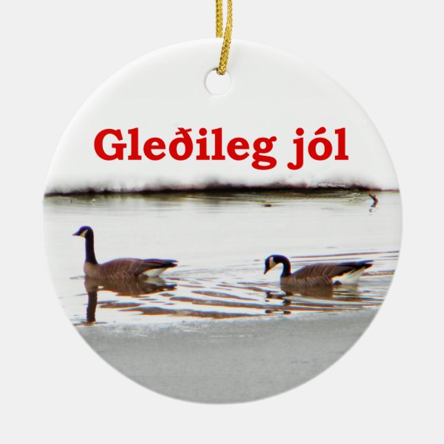 Ornamento De Cerâmica Gleðileg jól - Honkers - Canadá Geese (Frente)
