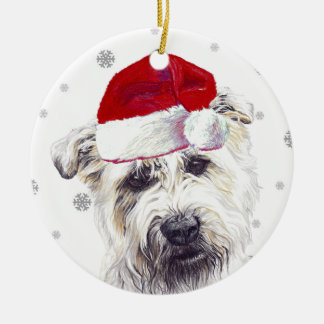 Ornamento De Cerâmica Glen of Imaal Terrier - Santa Hat Christmas Bauble