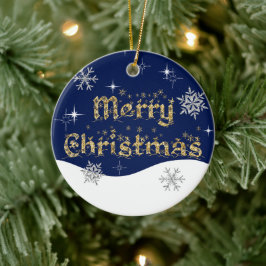 Ornamento De Cerâmica Glitter de Natal Simples Elegante