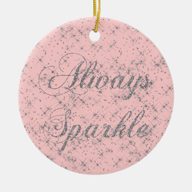Ornamento De Cerâmica Glitter de Prata Sparkle (Frente)