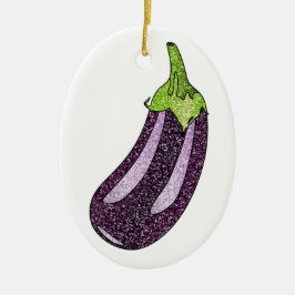 Ornamento De Cerâmica Glitter EggPlant