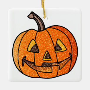 Ornamento De Cerâmica Glitter Jack O'Lantern