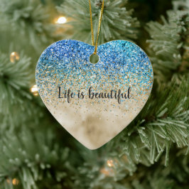 Ornamento De Cerâmica Glitter Roxo Dourado Aqua