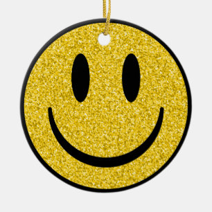 Ornamento De Cerâmica Glitter Smile Face