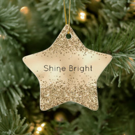 Ornamento De Cerâmica Glitzy Confetti Glitter Sparkle Dourado