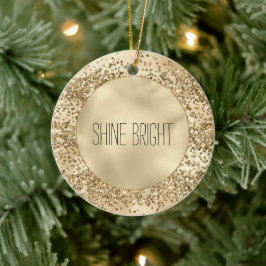 Ornamento De Cerâmica Glitzy Dourado Brilho de Glitter Confetti