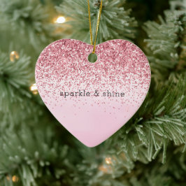 Ornamento De Cerâmica Glitzy Sparkle Glitter, Cor de Água Rosa