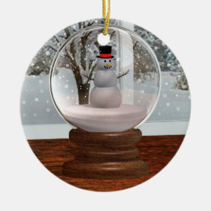 Ornamento De Cerâmica Globo da neve do boneco de neve