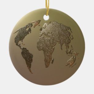 Ornamento De Cerâmica Globo Dourado