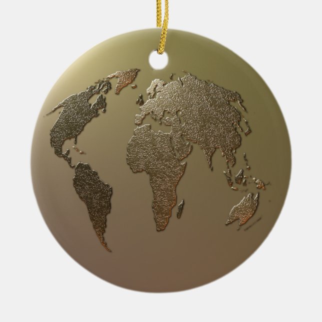 Ornamento De Cerâmica Globo Dourado (Frente)