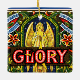 Ornamento De Cerâmica Glória a Deus no mais alto... Quadrada