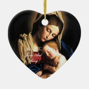 Ornamento De Cerâmica glória a jesus e a mary