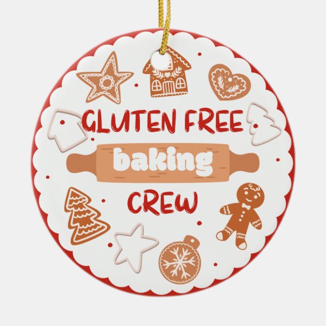 Ornamento De Cerâmica Gluten Free Baking Crew (Frente)