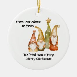 Ornamento De Cerâmica Gnome Family From Our Home to Yours on a 