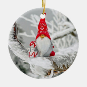 ORNAMENTO DE CERÂMICA GNOME/FELIZ NATAL DO OUTRO LADO