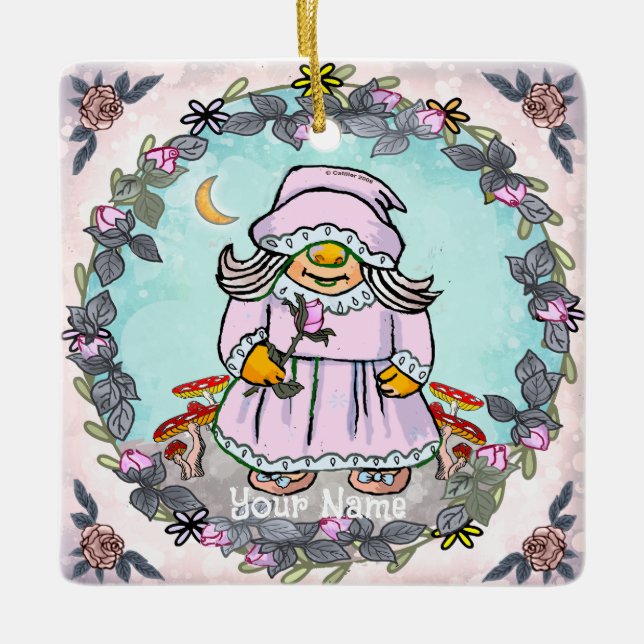 Ornamento De Cerâmica Gnome Mãe  (Frente)