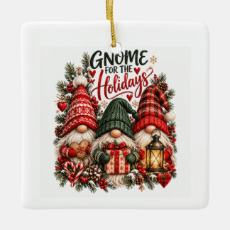 Ornamento De Cerâmica Gnome para as Festas de Natal Trio de Gnomos de Na