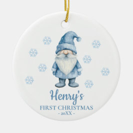 Ornamento De Cerâmica Gnome Personalized Baby's First Christmas