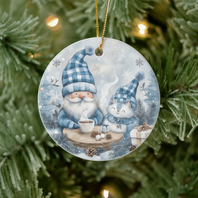 Ornamento De Cerâmica Gnomo Azul de Natal  (Árvore)