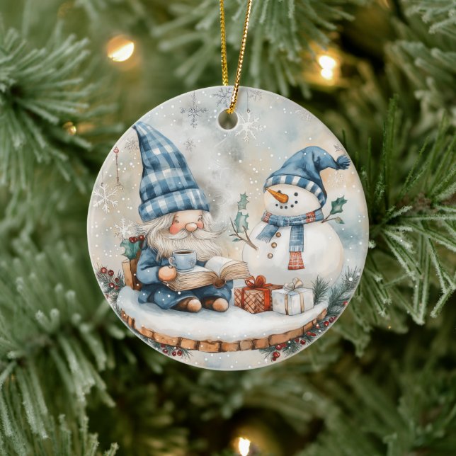 Ornamento De Cerâmica Gnomo Azul de Natal  (Árvore)