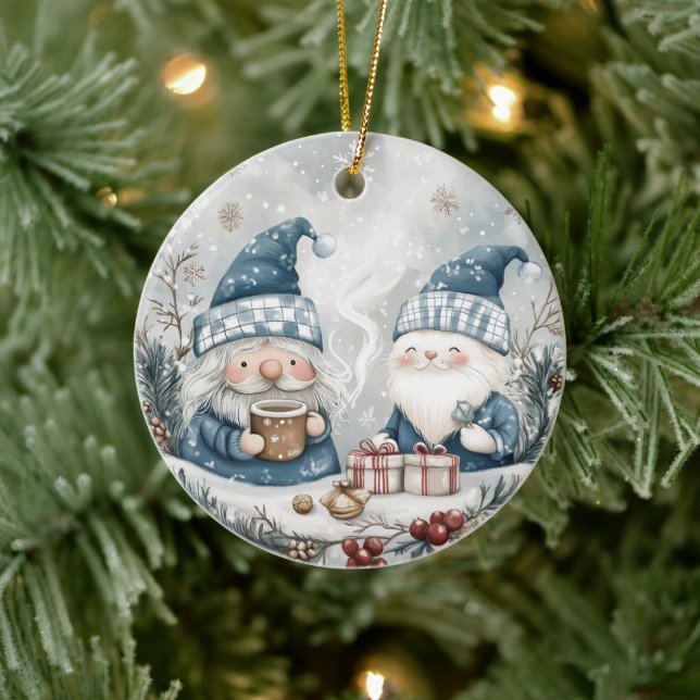 Ornamento De Cerâmica Gnomo Azul de Natal  (Árvore)