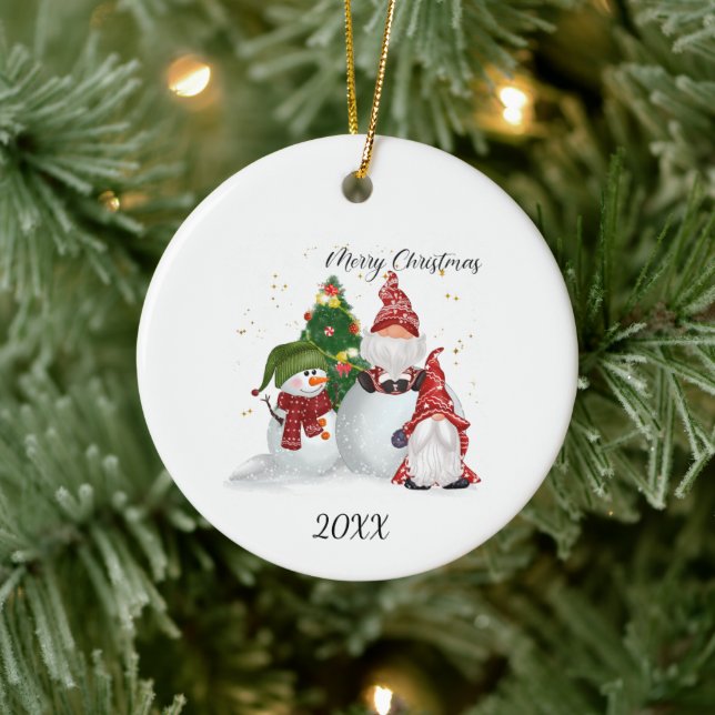 Ornamento De Cerâmica Gnomo de Natal Boneco de Neve (Árvore)
