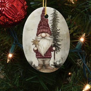 Ornamento De Cerâmica Gnomo de Natal para as Festas