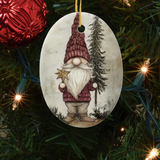 Ornamento De Cerâmica Gnomo de Natal para as Festas
