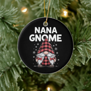 Ornamento De Cerâmica Gnomo de Natal Xadrez Vermelho Nana Fofa