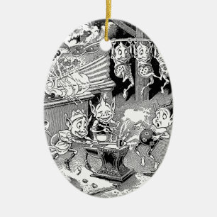 Ornamento De Cerâmica Gnomo do ferreiro na forja