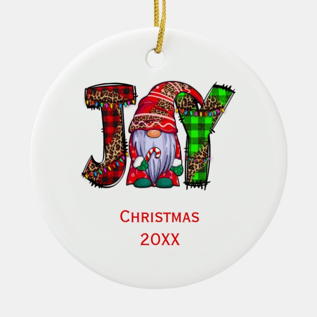 Ornamento De Cerâmica Gnomos Alegres Personalizados Feliz Natal  (Frente)