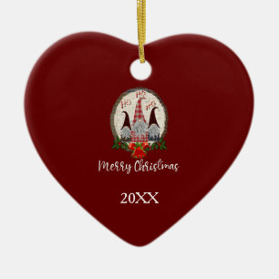 Ornamento De Cerâmica Gnomos de Natal Vermelhos Elfos da Moda