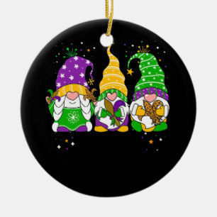Ornamento De Cerâmica Gnomos Mardi Gras Gnome Fleur De Lis Fat Terça-Fei