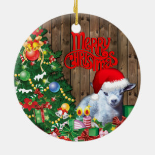 Ornamento De Cerâmica GOAT Adorável Pigmeus Goat Baby Natal