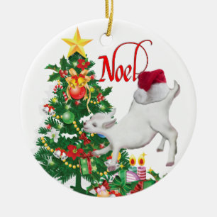Ornamento De Cerâmica Goat Noel Ornament