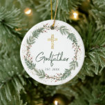 Ornamento De Cerâmica Goddad Christmas Wreath<br><div class="desc">O Padrinho de Natal Wreath Cerâmica Ornament. Itens correspondentes disponíveis.</div>