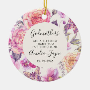 Ornamento De Cerâmica Godmothers é uma Bênção Foto da Borboleta Floral