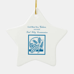 Ornamento De Cerâmica Godson First Communion, Trigo, Uva Azul