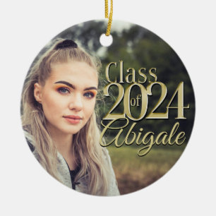 Ornamento De Cerâmica Gold Class of 2022 Graduation Photo