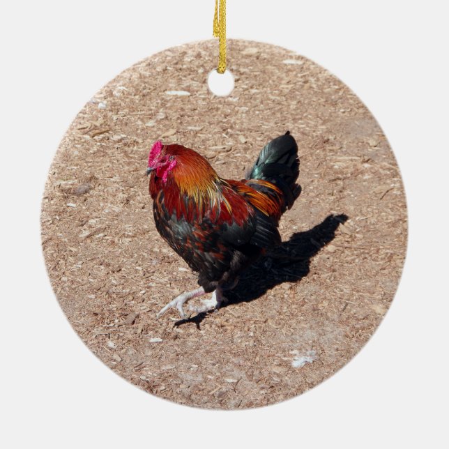 Ornamento De Cerâmica Gold Cockerel Rooster ornament (Traseira)