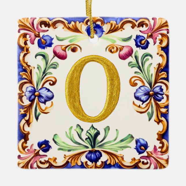 Ornamento De Cerâmica Golden Alphabet – Letter O (Frente)