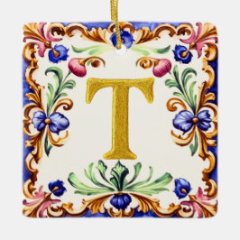 Ornamento De Cerâmica Golden Alphabet – Letter T