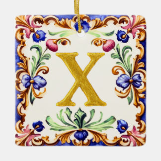 Ornamento De Cerâmica Golden Alphabet – Letter X