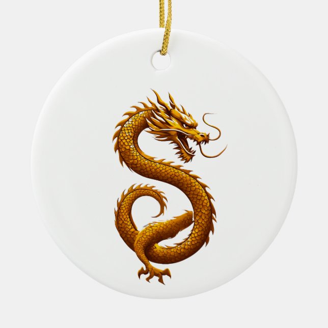 Ornamento De Cerâmica Golden Dragon (Frente)