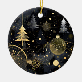 Ornamento De Cerâmica Golden Noir Christmas Ornaments