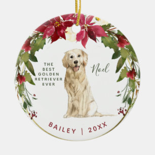 Ornamento De Cerâmica Golden retriever do Feliz Natal sua foto dos