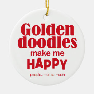 Ornamento De Cerâmica Goldendoododles me fazem feliz
